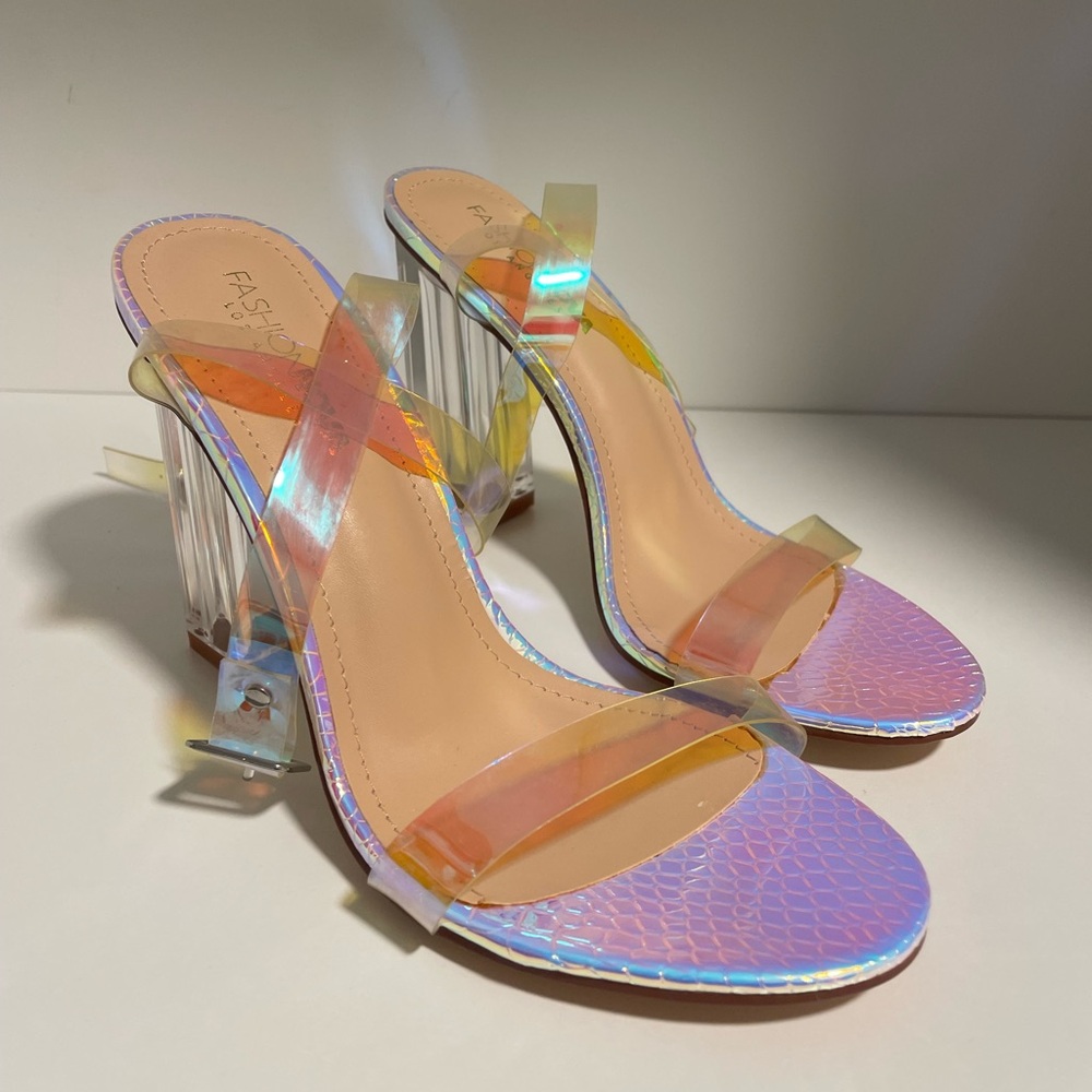 Fashion Nova Multicolor Transparent Heels